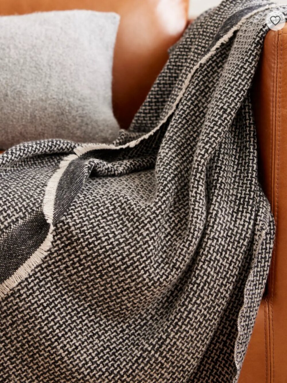 Quince Cashmere Wool Patterned Throw, Black/White, NWT